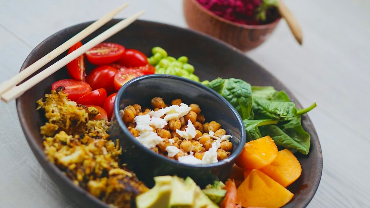 bowl of variety of food